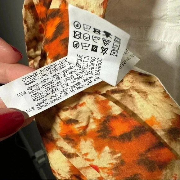 NWOT Zara Geometric Floral Print Cotton Cropped  Top S - Picture 7 of 8